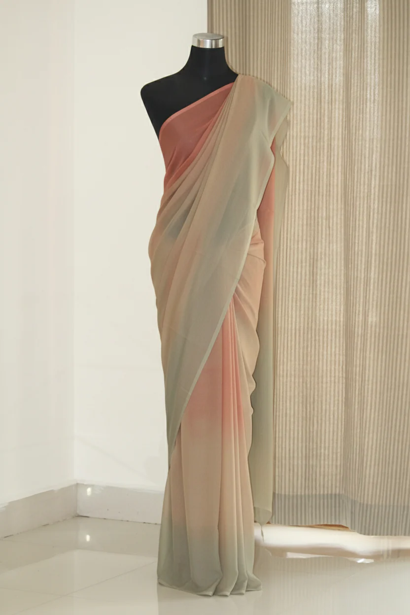 Platinum Pure Silk Chiffon Saree